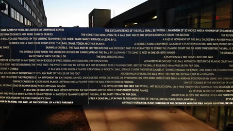 Rules of Basketball Etched Wall at Allen Fieldhouse University of Kansas
