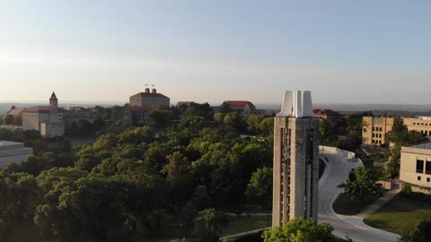Pull Back from Campanile and Fraser Hall at University of Kansas