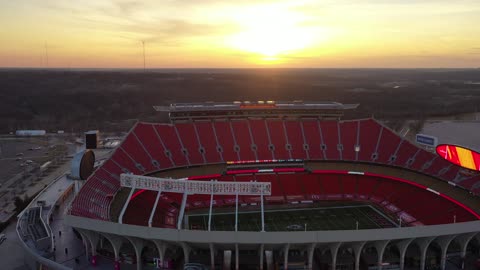 Football Stadium at Golden Hour Sunset
