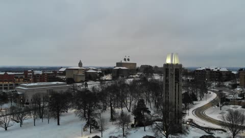 KU Campus Winter Skyline · Black and White