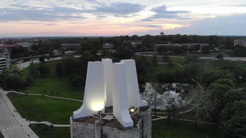 University Campus at Blue Hour with City Lights