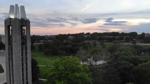 Campus and Monument Tower at Pink Dusk