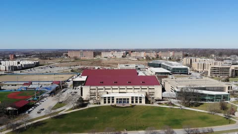 Large Red-Roofed Sports and Events Arena