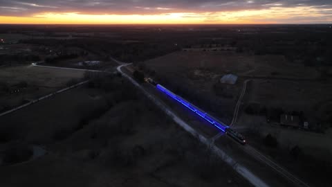 Car Light Trails on a Road at Night