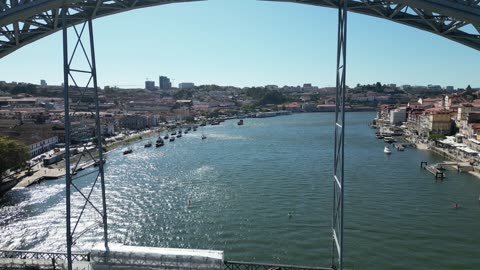 Historic Double-Deck Iron Bridge Over a River