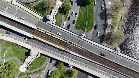 Highway Interchange and City Skyline