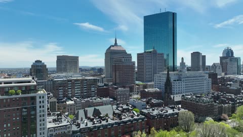 Downtown Skyline Above a City Park