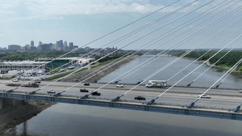Bridge and the Kansas City Skyline at Summer