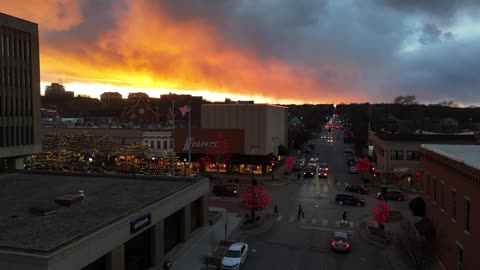 Dramatic Sunset Over Downtown Lawrence