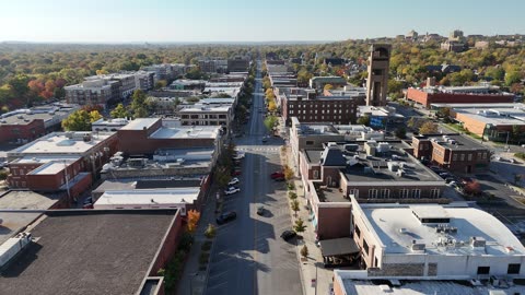 Downtown Lawrence Massachusetts Street in Fall