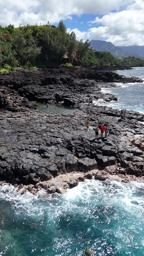 Queens Bath and the Volcanic Coast of Kauai, Hawaii