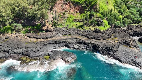 Lava Rock Tide Pools at Queens Bath, Kauai Hawaii
