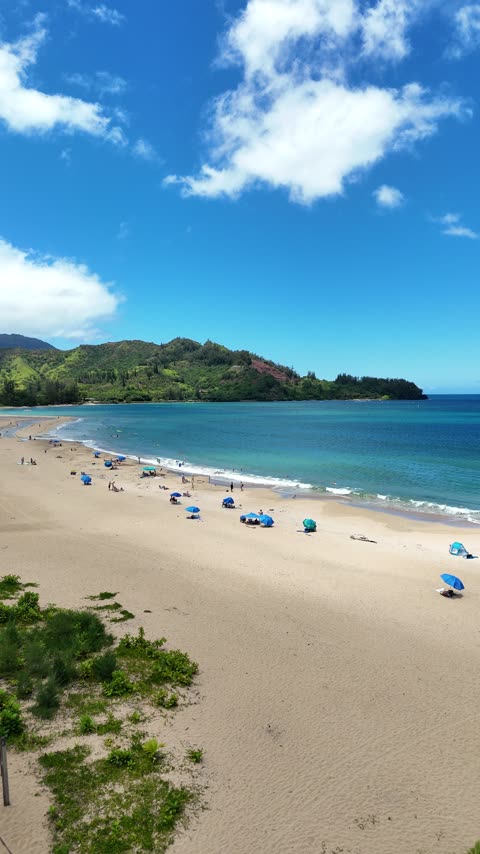 Turquoise Coastline of Hanalei Bay, Kauai Hawaii