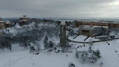 Snowy KU Campus and Sledding Hill