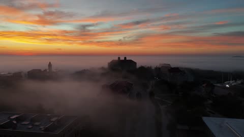Fraser Hall Emerging From Late-Summer Sunrise Fog
