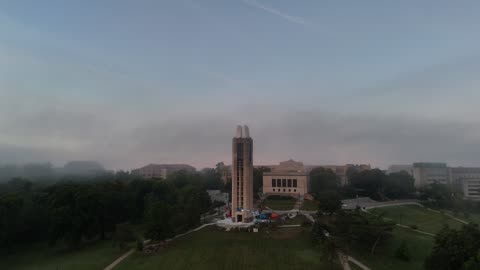 Fraser Hall and the Campanile Above Sunrise Fog