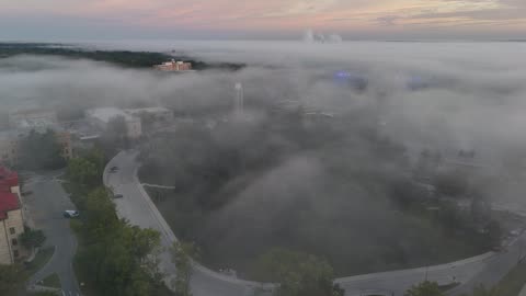 KU Campanile Rising Above Morning Fog
