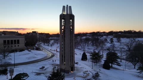 KU Campanile Against a Winter Sunset