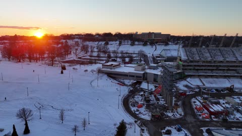 Memorial Stadium Renovation Construction in Winter