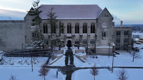 Snow-Covered Watson Library at the University of Kansas