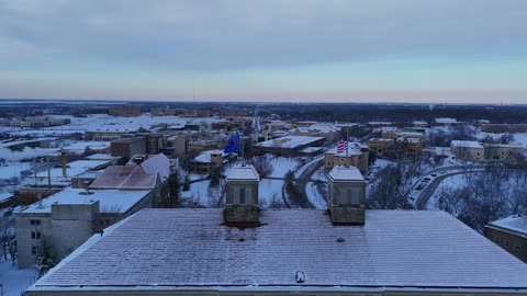 Flight Down Snowy Jayhawk Boulevard Through the KU Campus
