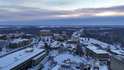 University of Kansas Campus in Snow · Establishing Shot