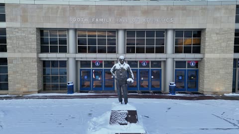 Naismith Statue to Snowy Allen Fieldhouse · Pull-Back