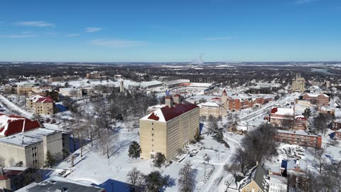 Historic Fraser Hall in Winter · Establishing Shot