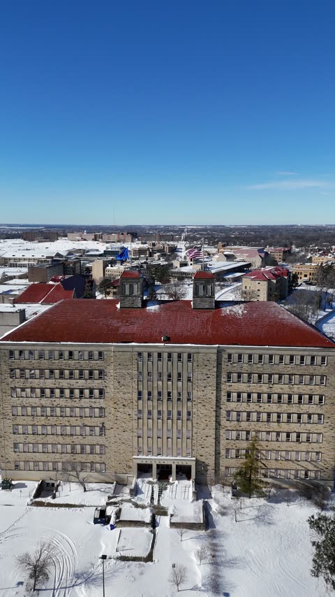 Fraser Hall to the Snowy KU Campus · Pull-Back