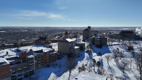 Twin Towers of Snowy Fraser Hall · Push-In