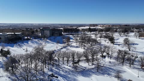 Orbit Over Frozen Potter Lake on the Snowy KU Campus