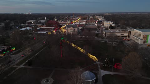 Massachusetts Street With Holiday Lights