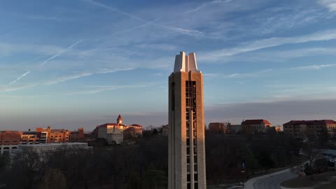 Rise Past Fraser Hall and the Campanile in Winter