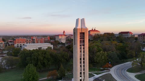 KU Campanile in Fall · Sweeping Fly-By