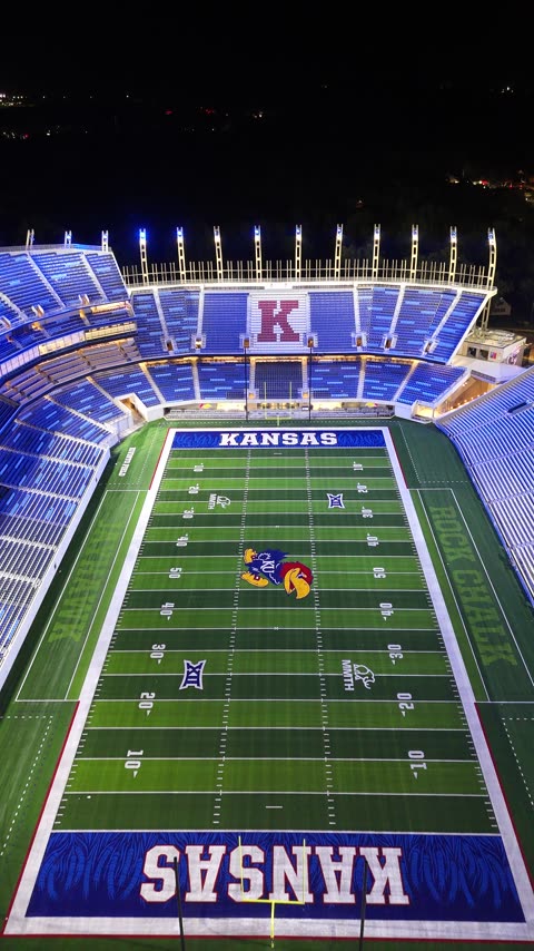 Newly Renovated Memorial Stadium Lit at Night