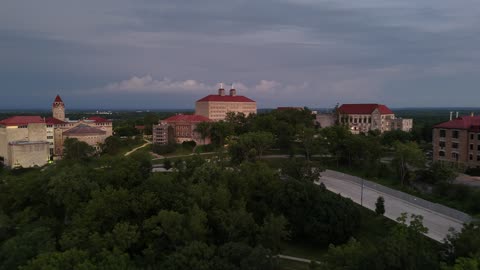 Towers of Fraser Hall at Dusk · Push-In