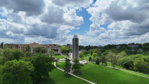 KU Campanile Bell Tower in Spring · Low Pan