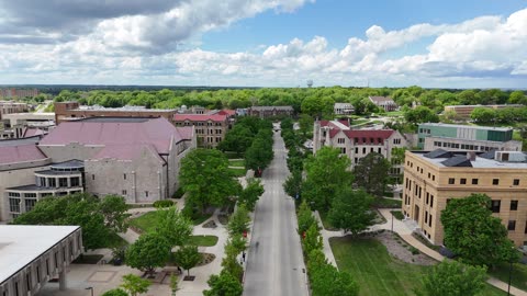 Jayhawk Boulevard and the Chi Omega Fountain in Spring
