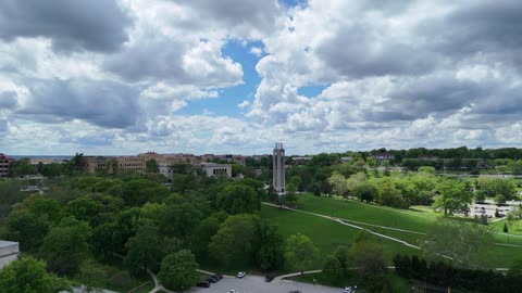 Memorial Campanile in Late Spring · Push-In