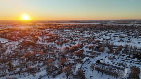 Fresh Snow on a Quiet Neighborhood at Sunrise
